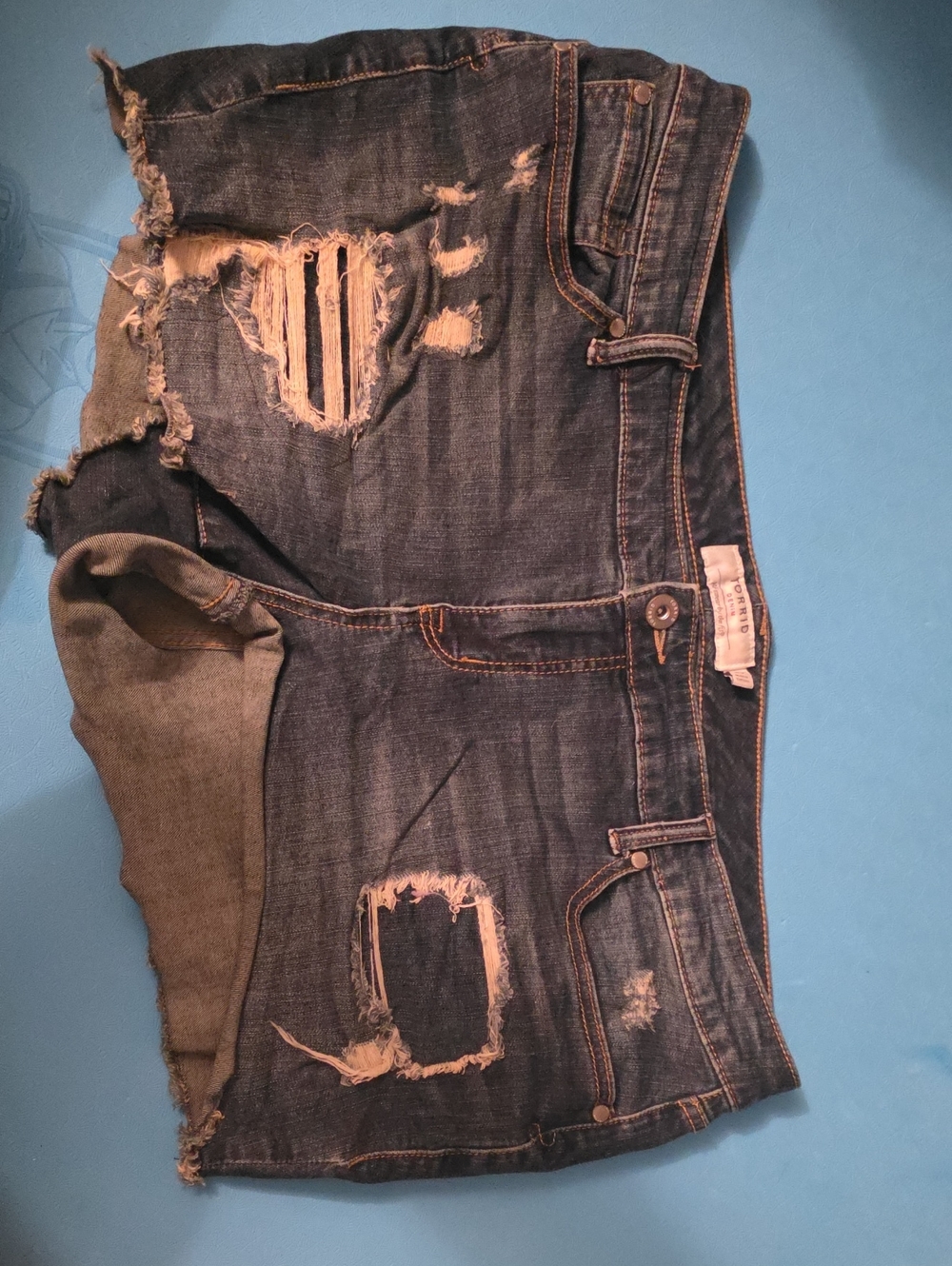 torrid Dark Blue Distressed Denim Shorts
